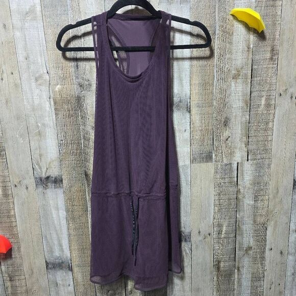 Lululemon Lab Orbit Romper Cherry Cola Mesh Sz 4 - Picture 2 of 4